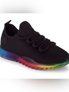 Wanted Affinity Black Knit Sneaker with Rainbow Sole Size 6.5